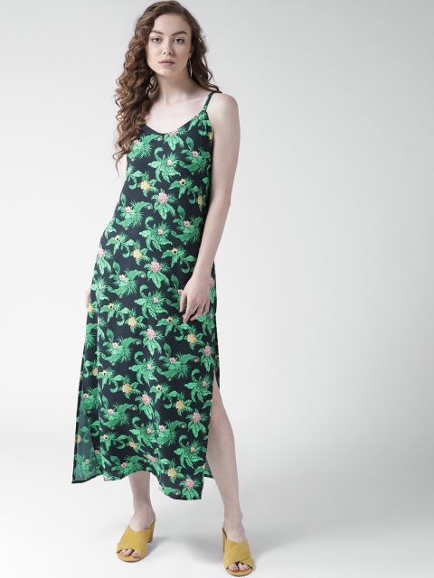 

Mast & Harbour Women Navy Blue & Green Printed Maxi Dress