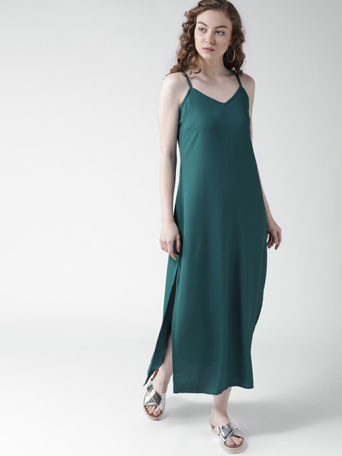 

Mast & Harbour Women Teal Green Solid Maxi Dress