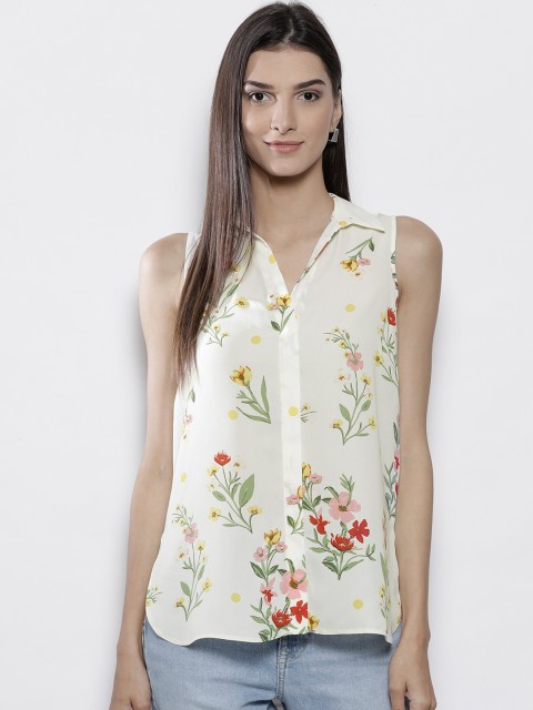 

DOROTHY PERKINS Women Off-White & Green Printed Casual Shirt
