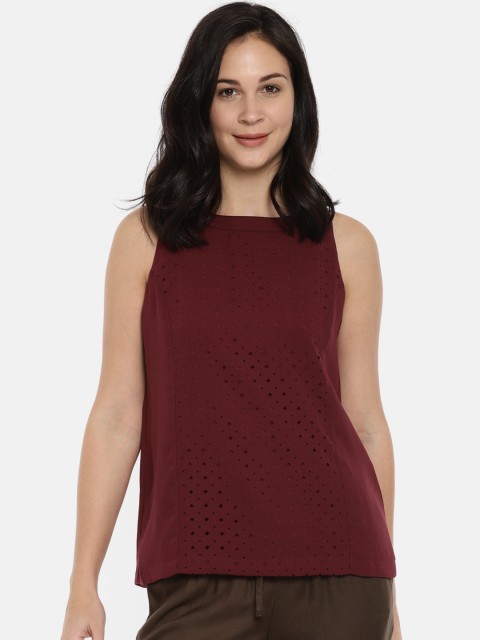 

Allen Solly Woman Women Burgundy Self-Design Top
