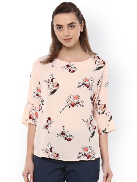 

Allen Solly Woman Women Peach-Coloured Printed Peplum Top