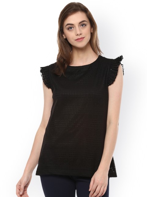 

Allen Solly Woman Women Black Solid Peplum Top
