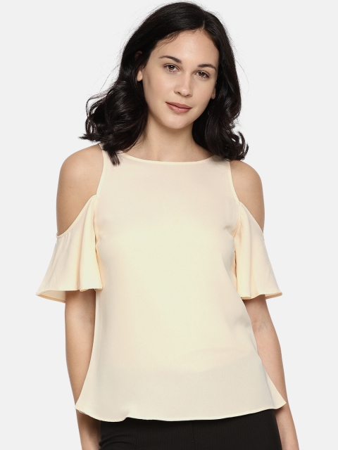 

Allen Solly Woman Women Peach-Coloured Solid Cold-Shoulder Top