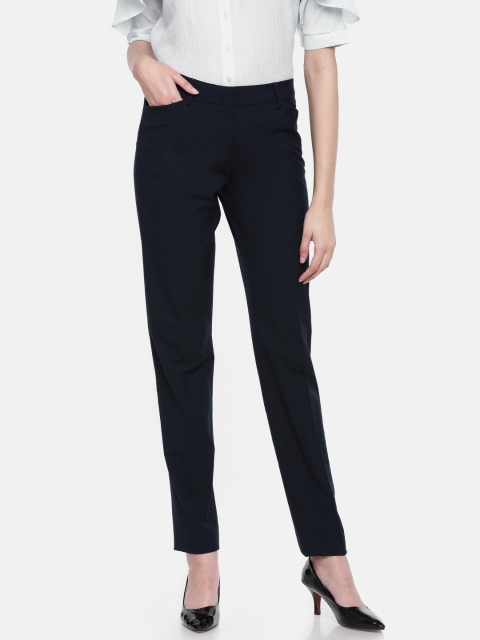 

Allen Solly Woman Women Navy Blue Skinny Fit Solid Regular Trousers