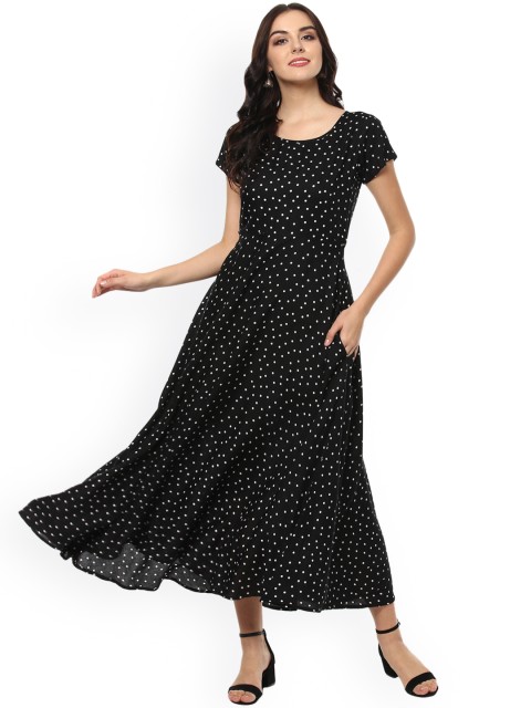 

Fashion String Women Black Printed A-Line Dress