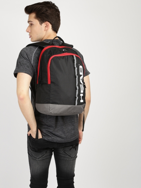 

Head Unisex Black & Black Brand Logo Backpack