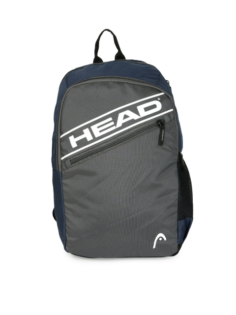 

Head Unisex Grey & navy Colourblocked Brand Logo Print Davis Laptop Backpack