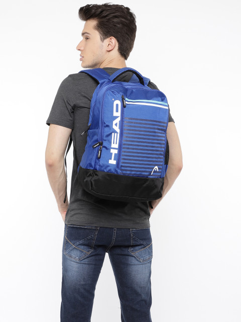 

Head Unisex Blue Printed & Striped Headshot Laptop Backpack