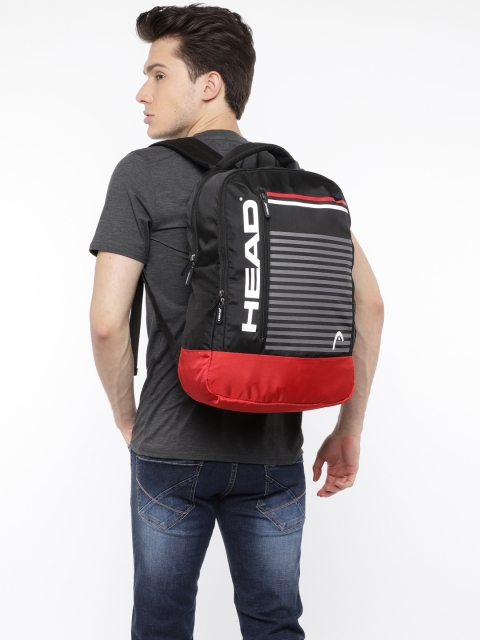 

Head Unisex Black & Red Printed & Striped Headshot Laptop Backpack