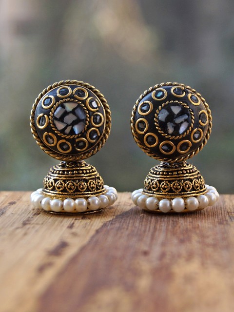 

Anetra Gold-Toned Dome Shaped Jhumkas
