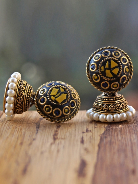 

Anetra Gold-Toned Dome Shaped Jhumkas