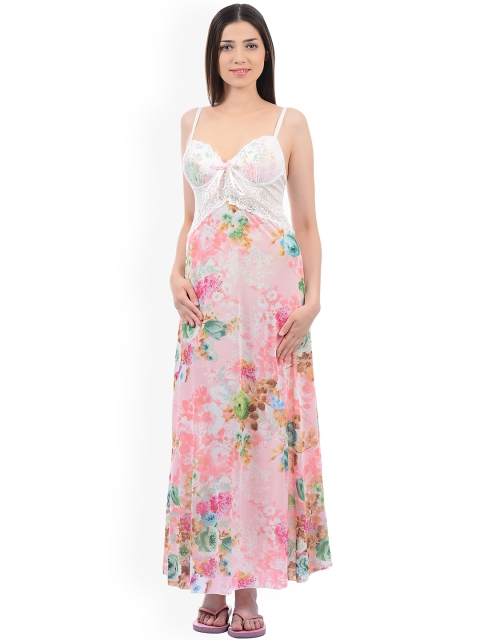 

Sweet Dreams Pink & Green Printed Maxi Babydoll Nightdress BD0418-C-1