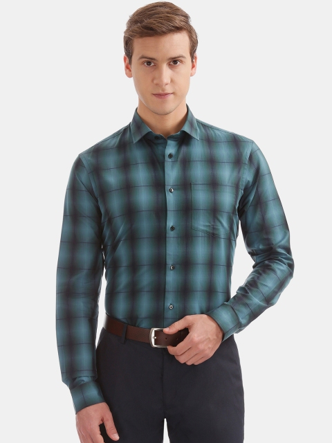 

Arrow New York Men Teal Slim Fit Checked Casual Shirt