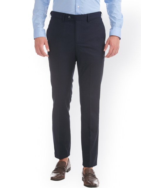 

Arrow Men Navy Blue Tapered Fit Solid Regular Trousers