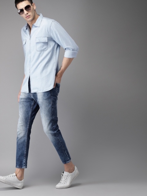 

Moda Rapido Men Blue Regular Fit Solid Denim Casual Shirt