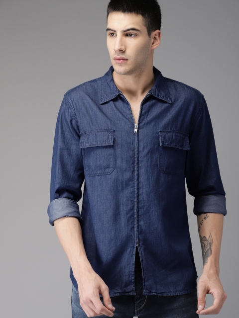 

Moda Rapido Men Blue Regular Fit Solid Casual Shirt