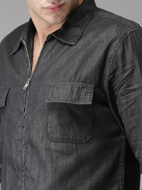 

Moda Rapido Men Charcoal Grey Regular Fit Solid Casual Shirt