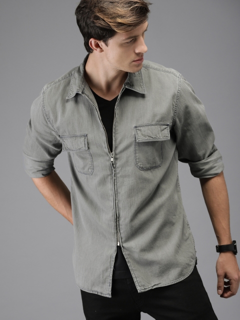 

Moda Rapido Men Grey Regular Fit Solid Casual Shirt