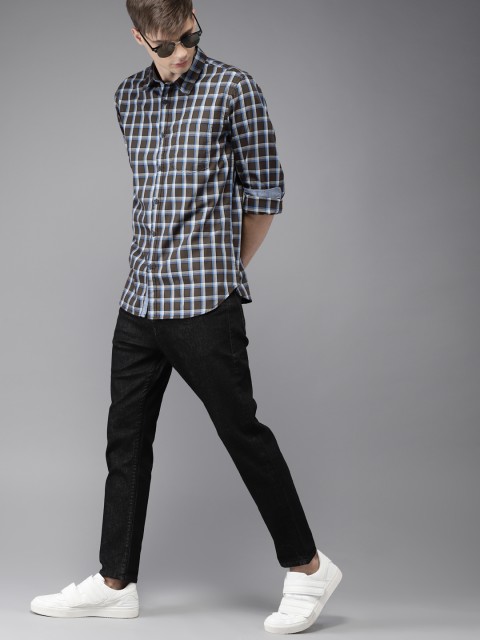 

Moda Rapido Men Brown & Blue Checked Casual Shirt