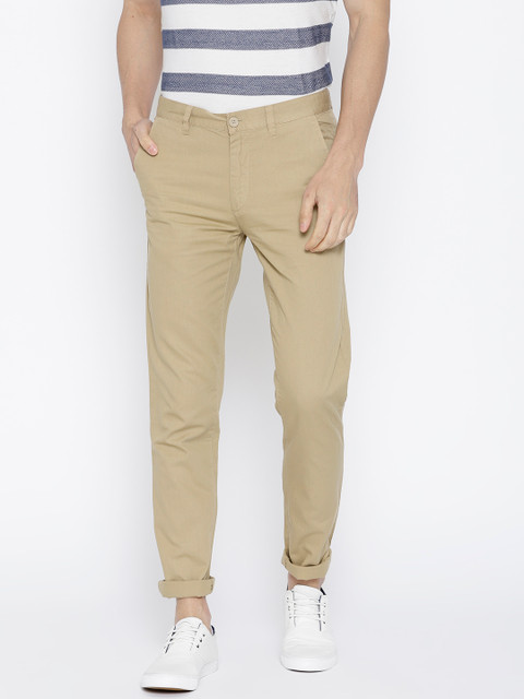 

Peter England Casuals Men Khaki Slim Fit Solid Chinos