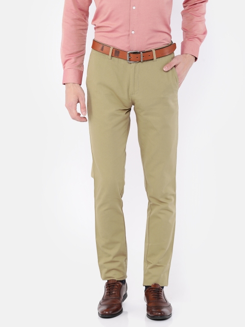 

Peter England Men Khaki Super Slim Fit Solid Formal Trousers