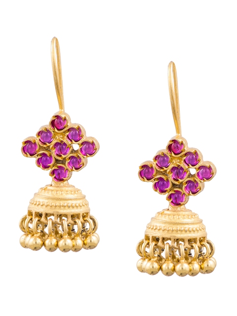 

ahilya Sterling Silver Ruby Rhombus Jhumki, Gold