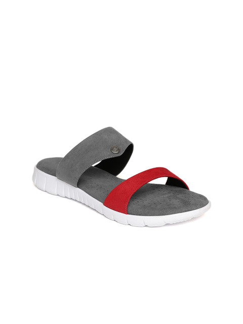 

Lee Cooper Women Red& Grey Solid Synthetic Open Toe Flats