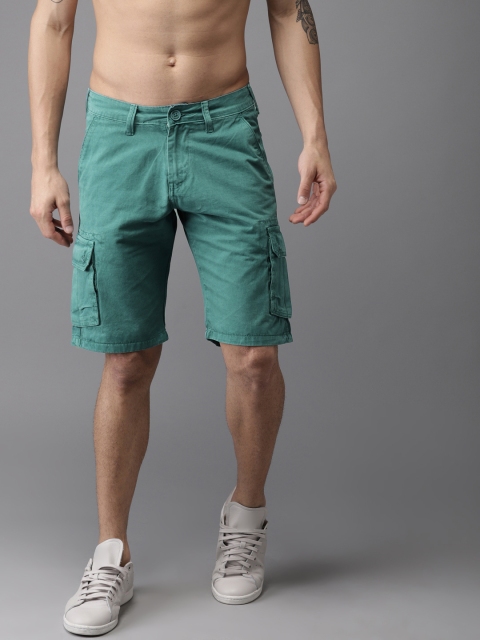 

Moda Rapido Men Teal Green Solid Cargo Shorts