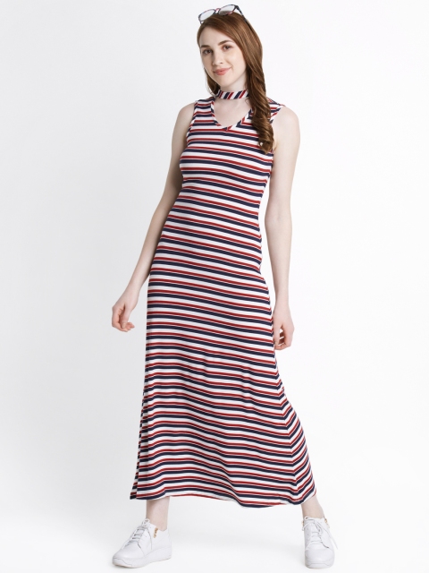 

Honey by Pantaloons Women White & Red Striped Maxi Dress