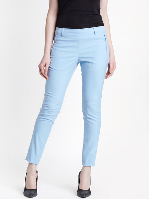 

Annabelle by Pantaloons Women Blue Slim Fit Solid Cigarette Trousers