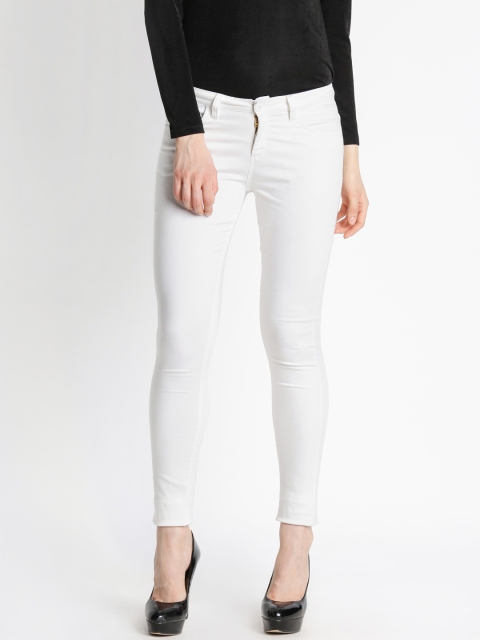 

Annabelle by Pantaloons Women White Slim Fit Solid Cigarette Trousers