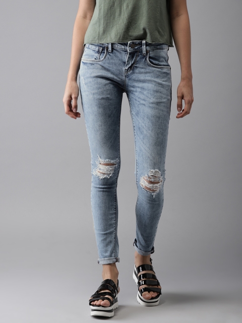 

Moda Rapido Women Blue Skinny Fit Mid-Rise Slash Knee Stretchable Jeans