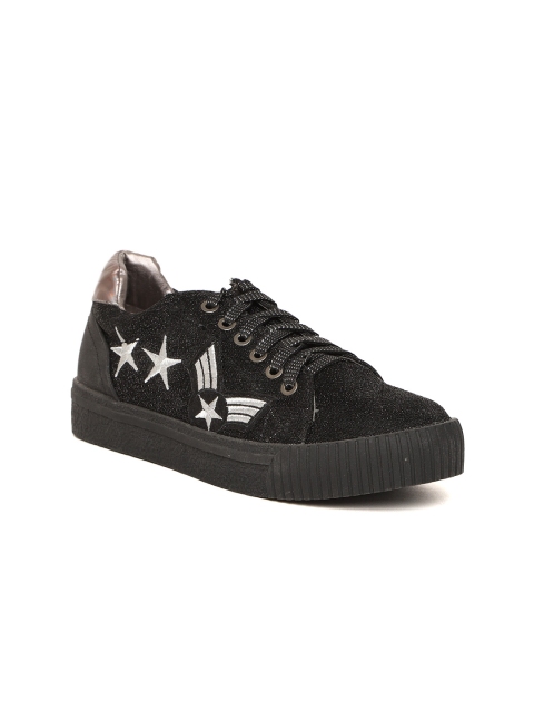 

Jove Women Black Lace-up Sneakers