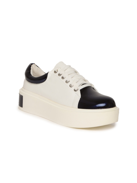 

Jove Women White & Navy Colourblocked Sneakers