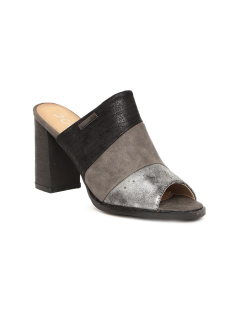 

Jove Women Black Open Back Block Mules