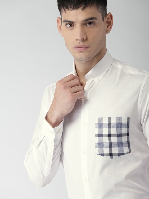 

INVICTUS Men Off-White Slim Fit Solid Semiformal Shirt