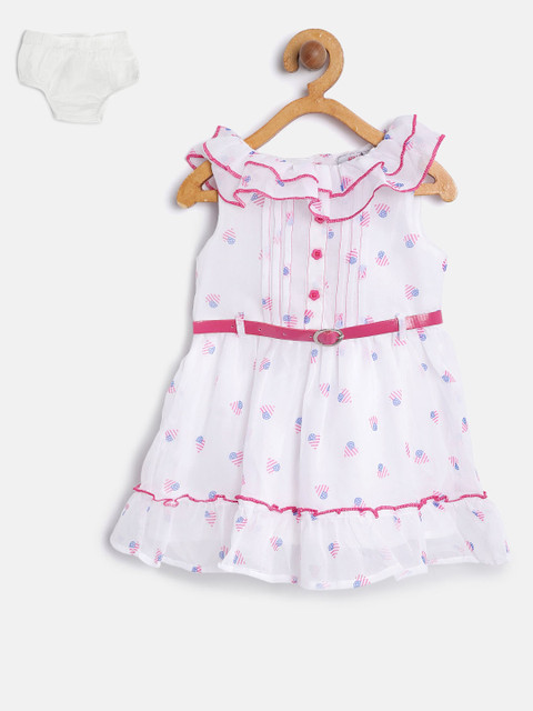 

Nauti Nati Girls White Printed Fit and Flare Dress