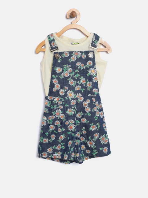 

Nauti Nati Girls Navy Blue & Off White T-shirt with Shorts