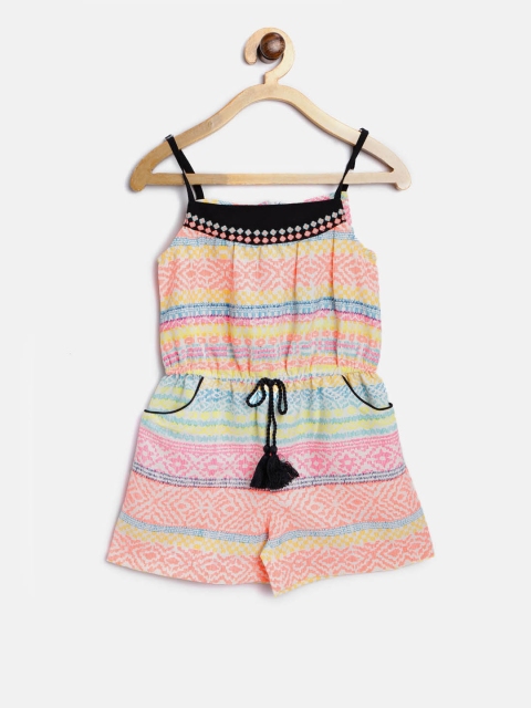 

Nauti Nati Girls Pink & Blue Printed Playsuit