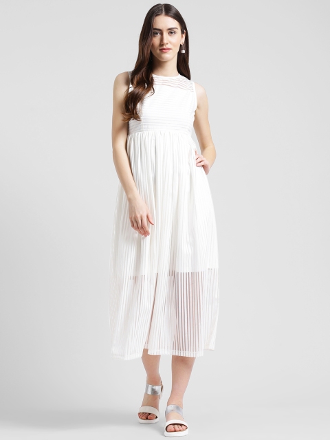 

Texco Women Off-White Self Design Fit and Flare Dress