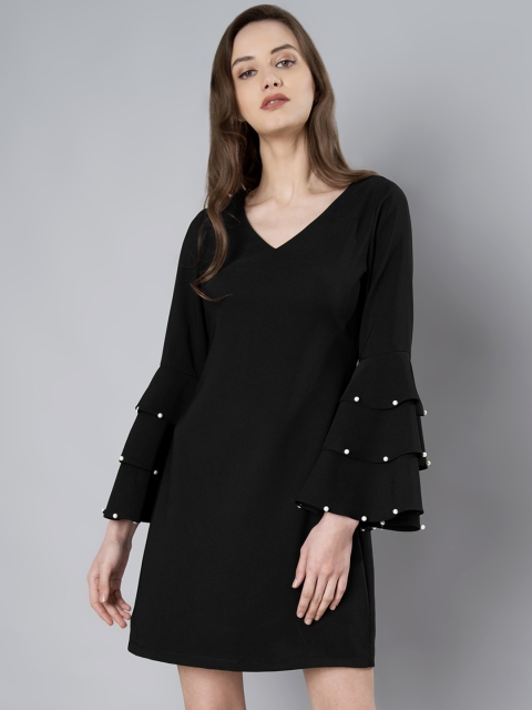 

FabAlley Women Black Solid A-Line Dress