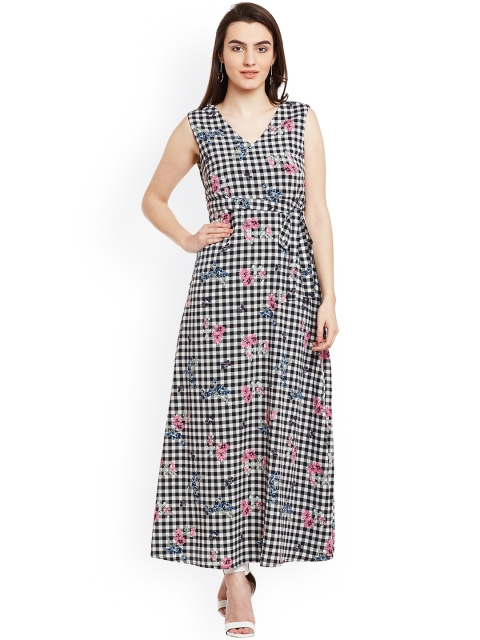 

Oxolloxo Women Black Checked Maxi Dress