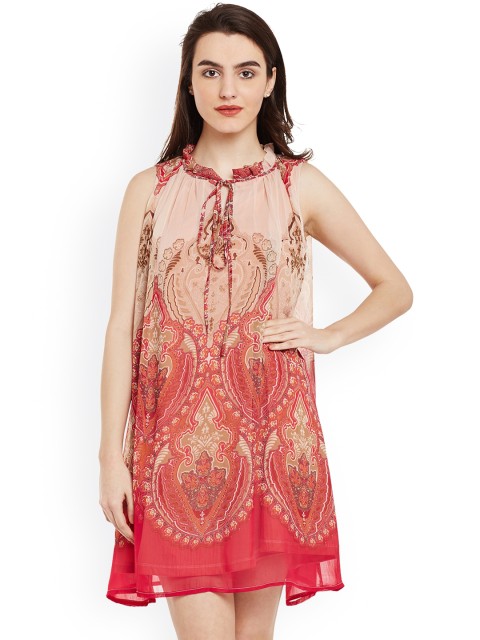

Oxolloxo Women Red Printed A-Line Dress