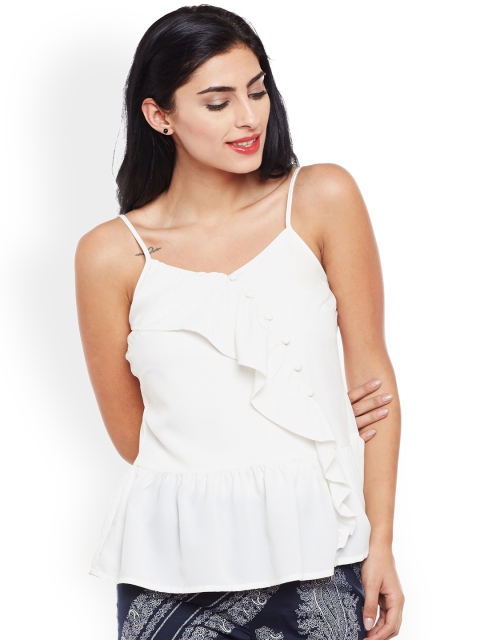 

Oxolloxo Women White Solid Peplum Top