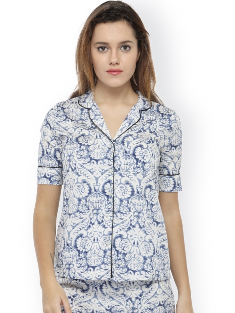 

Oxolloxo Women White Printed Sleep Shirt