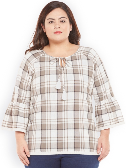 

Oxolloxo Women Off-White Checked Top