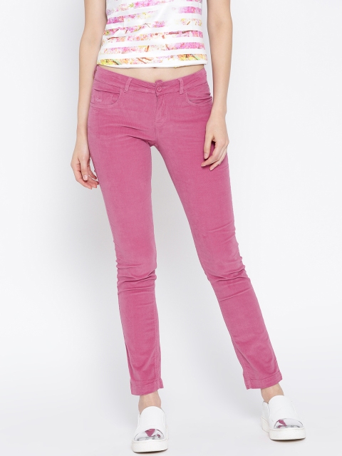 

Flying Machine Women Pink Twiggy Super Skinny Fit Corduroy Trousers