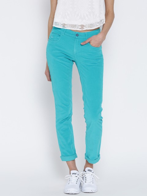 

Flying Machine Women Blue Twiggy Super Skinny Fit Corduroy Trousers