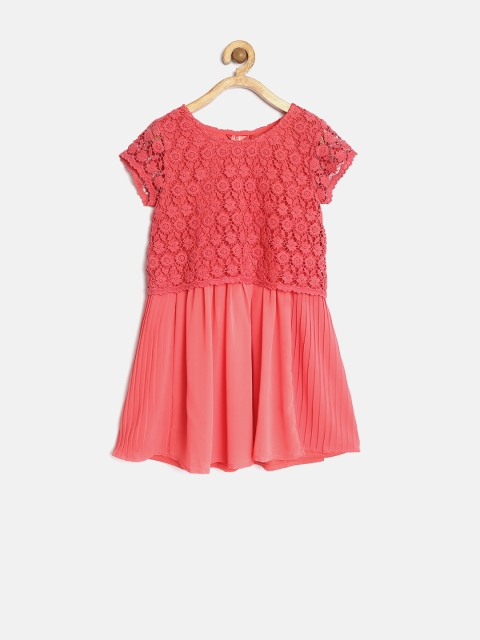 

Elle Kids Girls Coral Pink Lace Tailored Dress