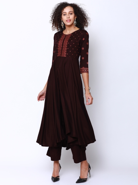 

Vishudh Women Maroon Solid Kurta with Palazzos